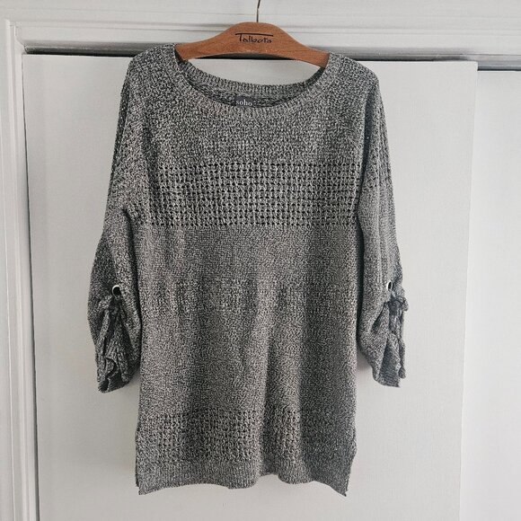 New York & Company SOHO Black Gray Medium 3/4 Sleeve Sweater - Picture 1 of 7